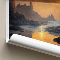 Antrim Poster - Northern Ireland Travel Art - Fiery Sky Castle Home Decor
