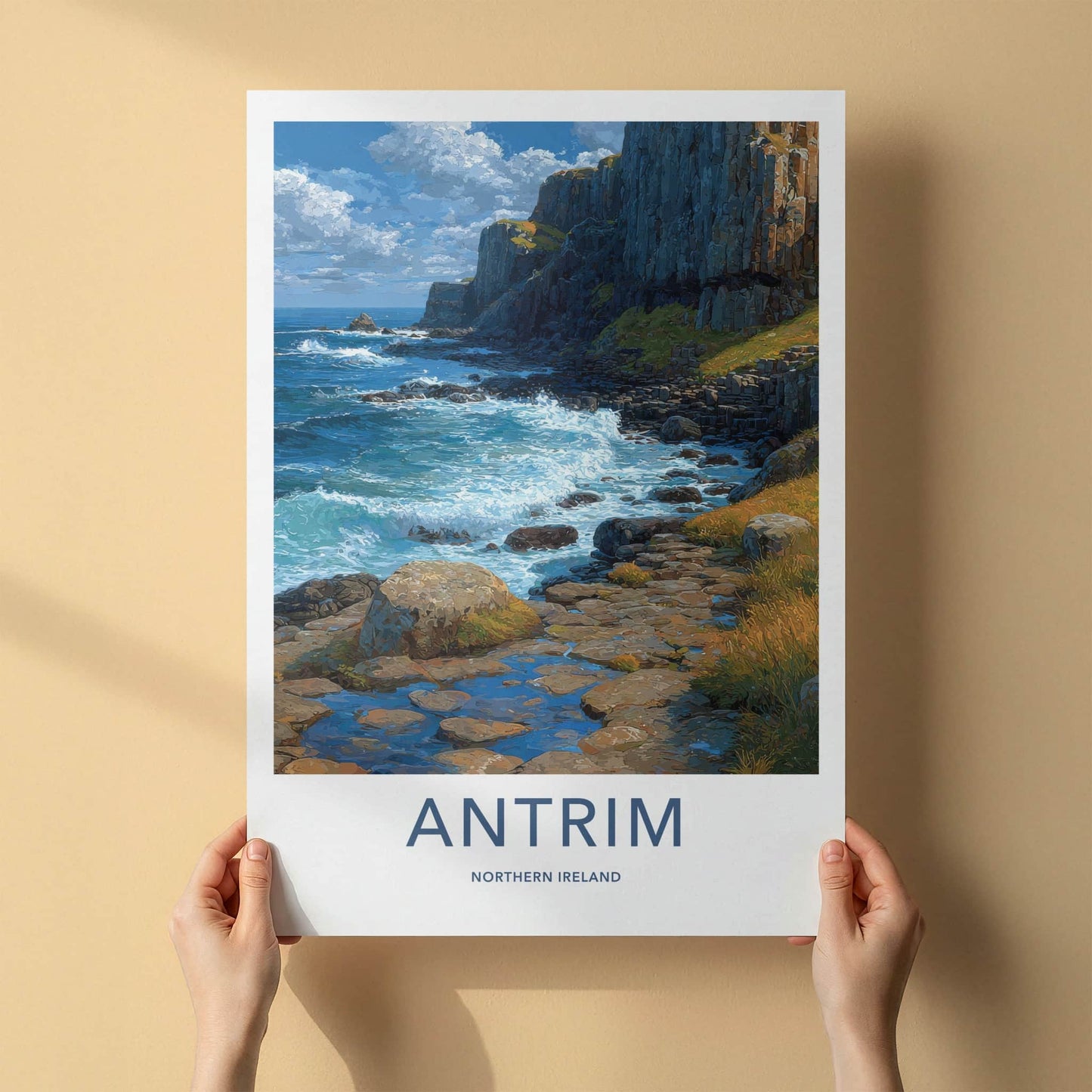 Antrim Poster - Northern Ireland Travel Art - Giant Basalt Columns Home Decor