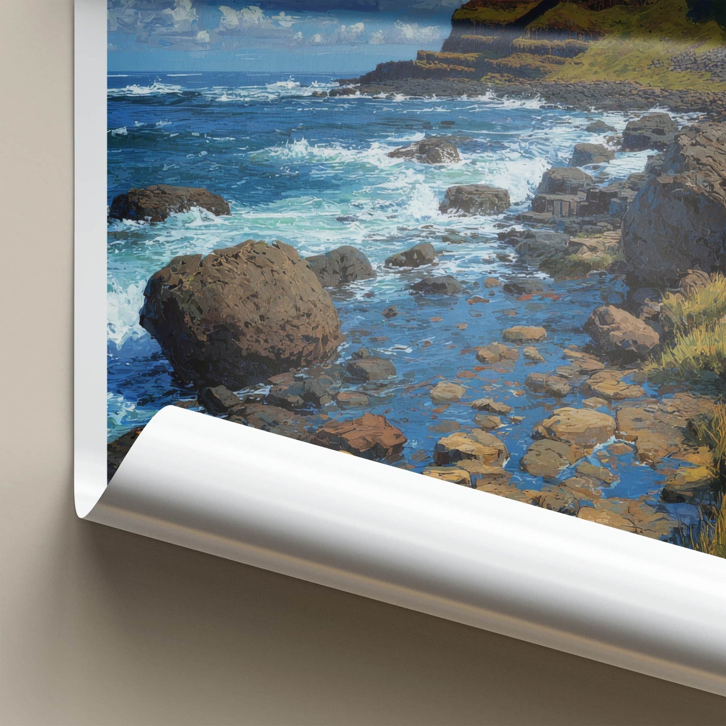 Antrim Poster - Northern Ireland Travel Art - Rugged Coastal Shore Wall Decor