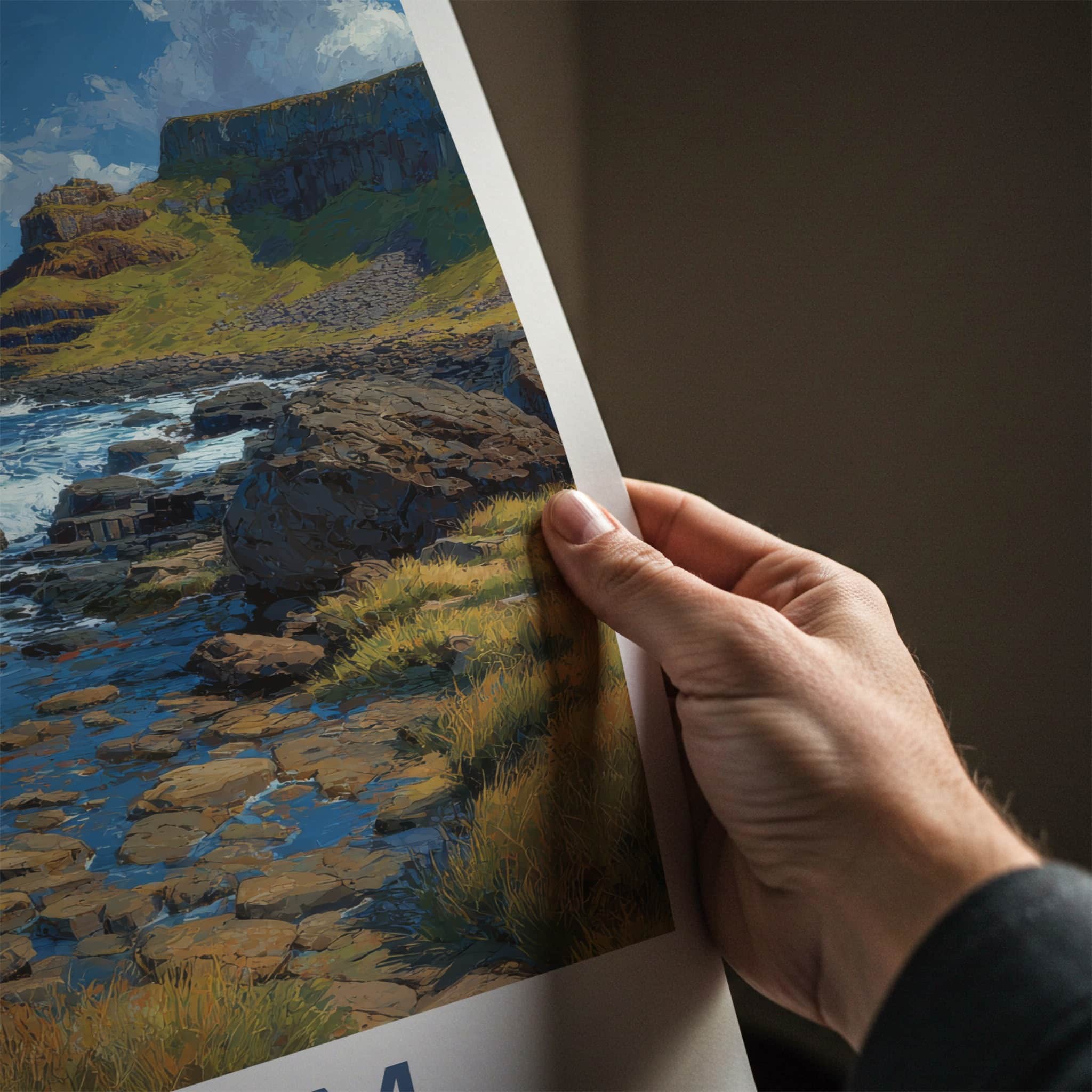 Antrim Poster - Northern Ireland Travel Art - Rugged Coastal Shore Wall Decor