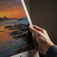 Antrim Poster - United Kingdom Travel Art - Castle Sunset Reflections Wall Decor