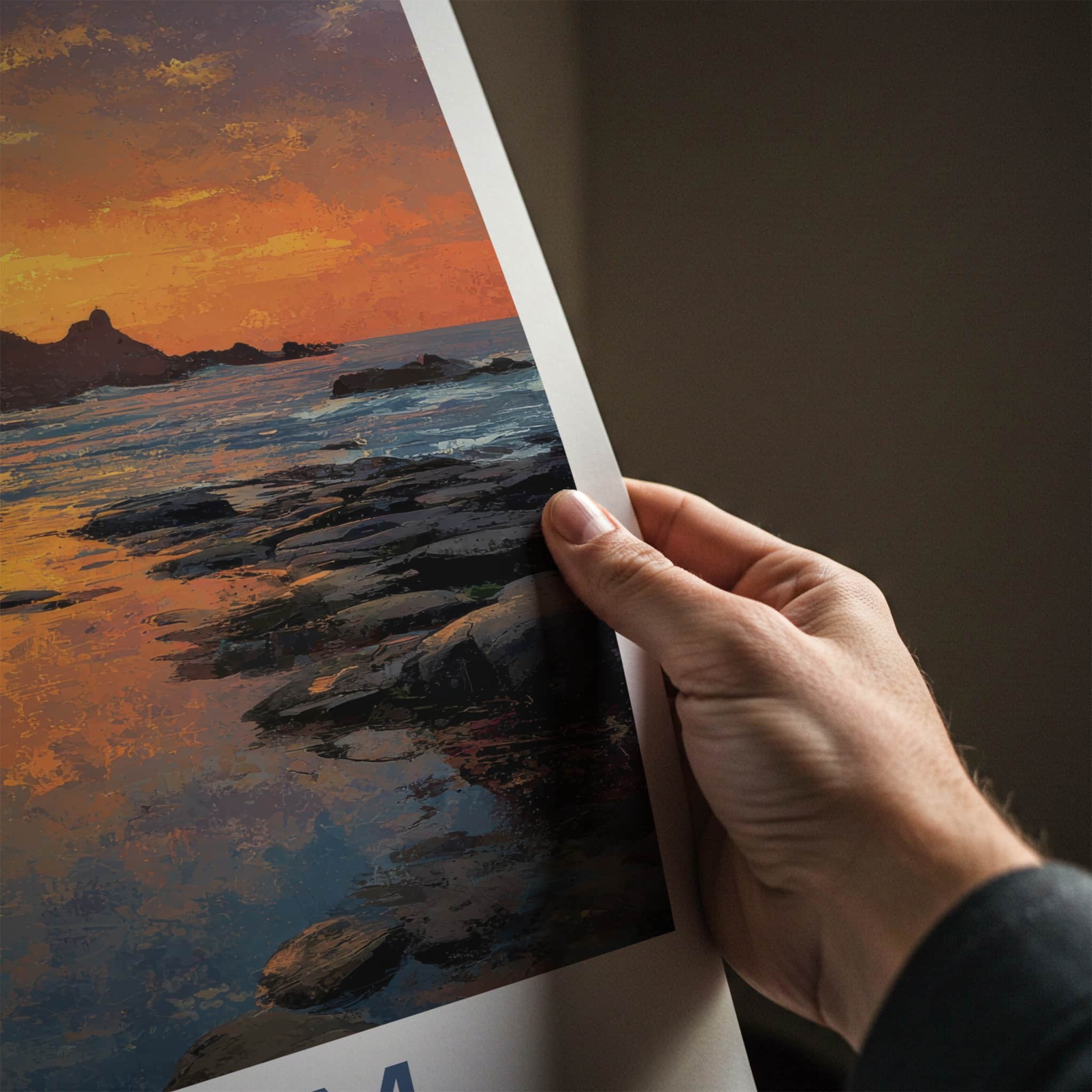 Antrim Poster - United Kingdom Travel Art - Castle Sunset Reflections Wall Decor