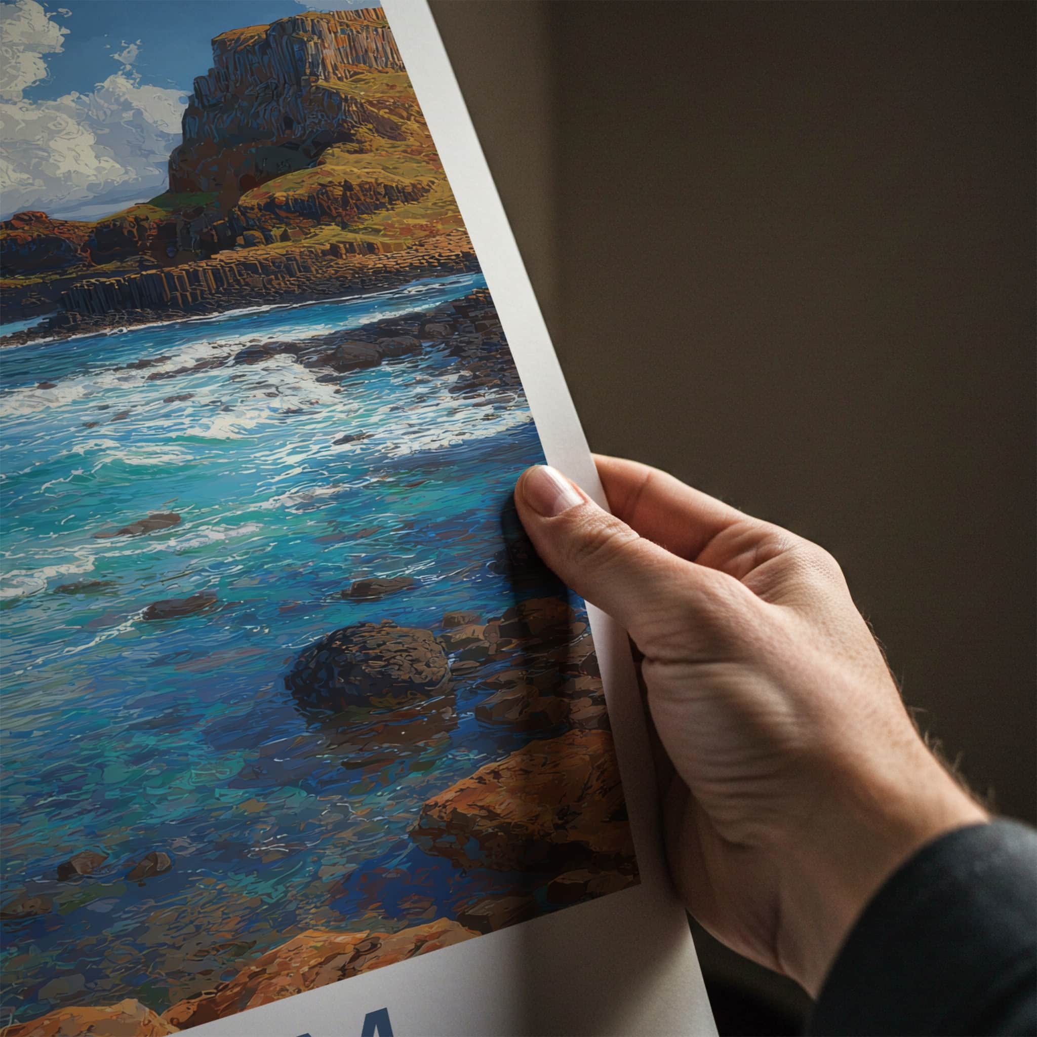 Antrim Poster - United Kingdom Travel Art - Columnar Basalt Coast Home Decor