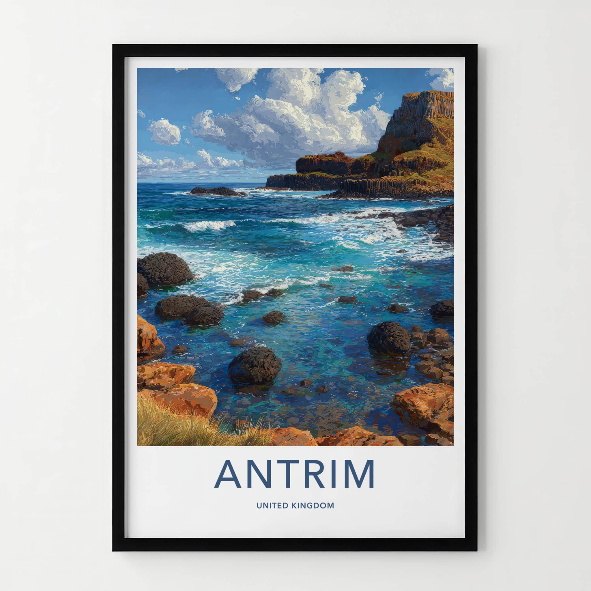 Antrim Poster - United Kingdom Travel Art - Columnar Basalt Coast Home Decor