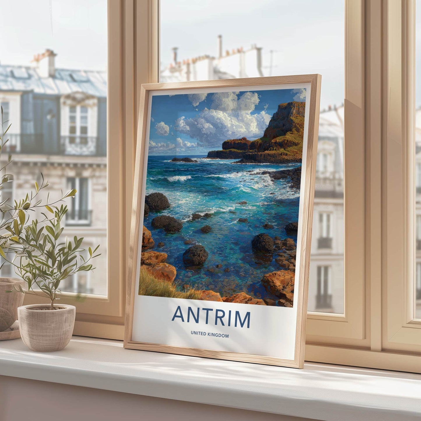 Antrim Poster - United Kingdom Travel Art - Columnar Basalt Coast Home Decor