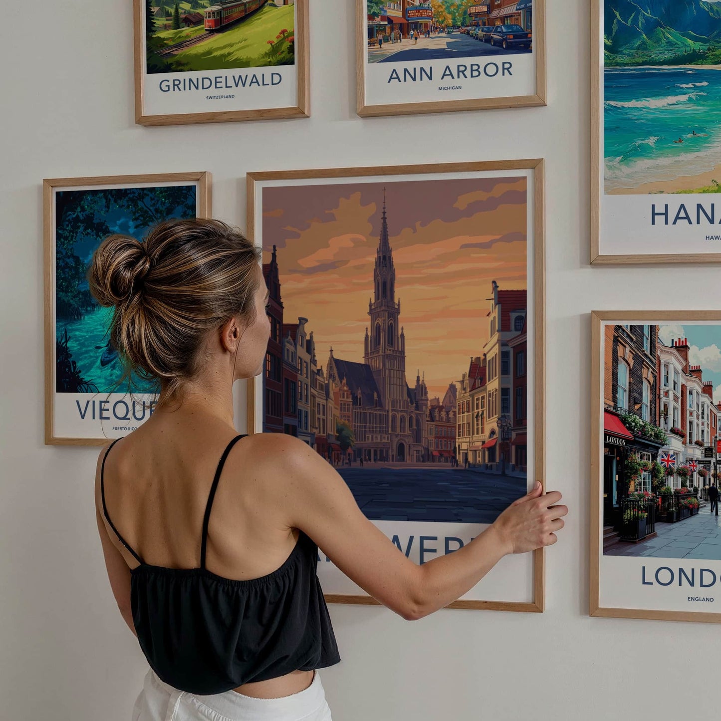 Antwerp Poster - Belgium Travel Art - Grand Hall Sunset Home Decor