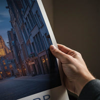 Antwerp Poster - Belgium Travel Art - Illuminated Tower Alley Home Decor