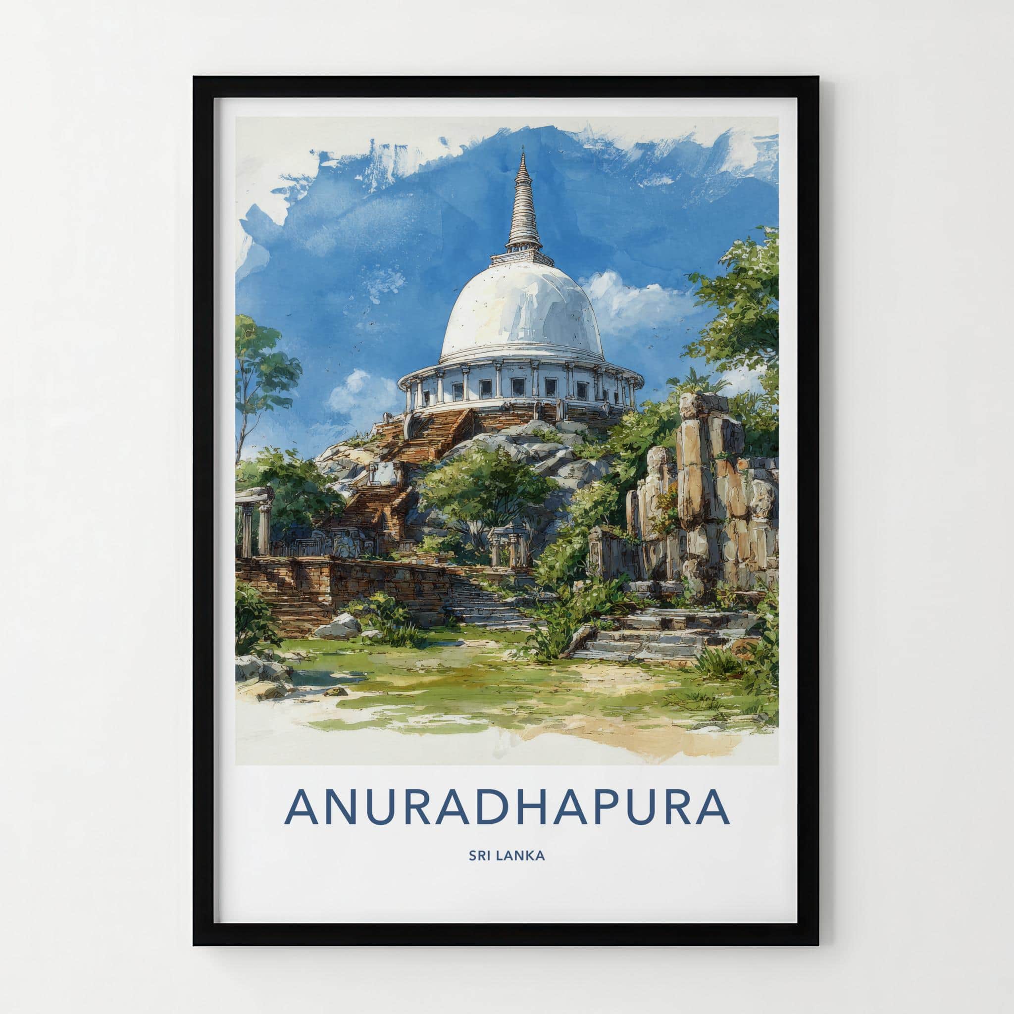 Anuradhapura Poster - Sri Lanka Art Print - Sacred Dome Ruins Wall Decor