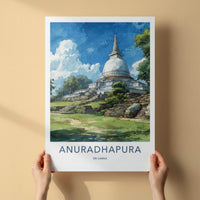 Anuradhapura Poster - Sri Lanka Travel Illustration - Ancient White Stupa Home Decor