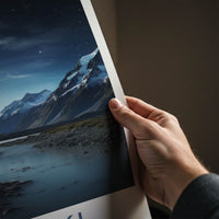 Aoraki Poster - New Zealand Travel Art - Starry Mountain River Home Decor