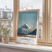 Aoraki Poster - New Zealand Wall Art - Alpine Lake Peak Home Decor