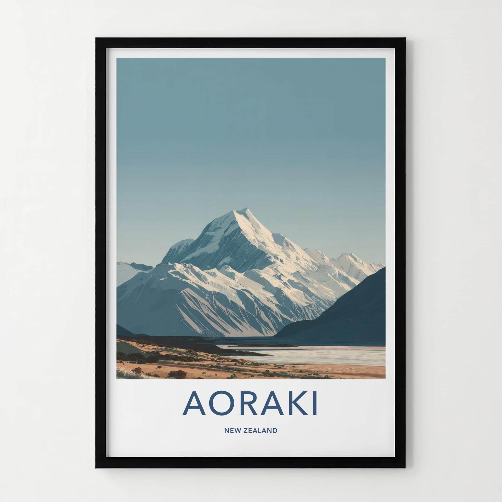 Aoraki Poster - New Zealand Wall Art - Alpine Lake Peak Home Decor