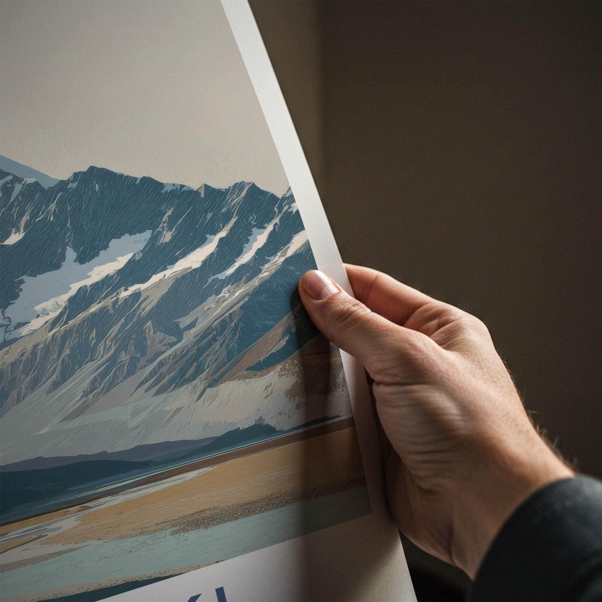 Aoraki Poster - NZ Travel Art - Snow Capped Peak Decor