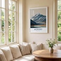 Aoraki Poster - NZ Travel Art - Snow Capped Peak Decor