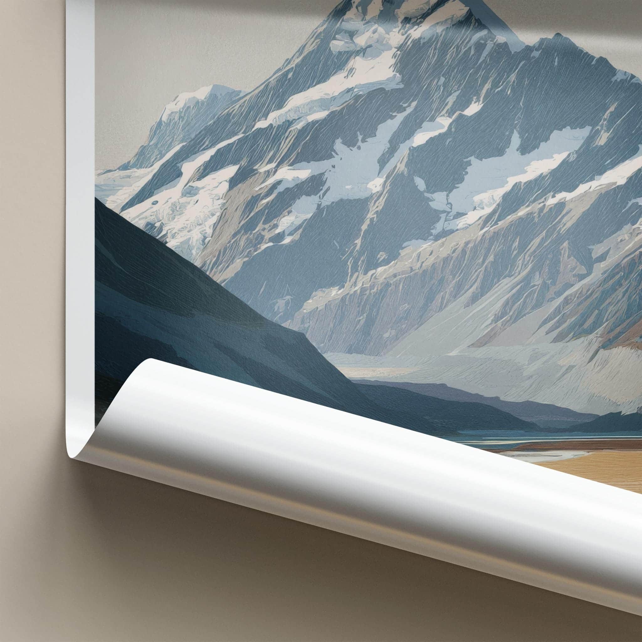 Aoraki Poster - NZ Travel Art - Snow Capped Peak Decor