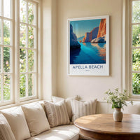 Apella Beach Poster - Greece Travel Art - Turquoise Water Cliffs Wall Decor