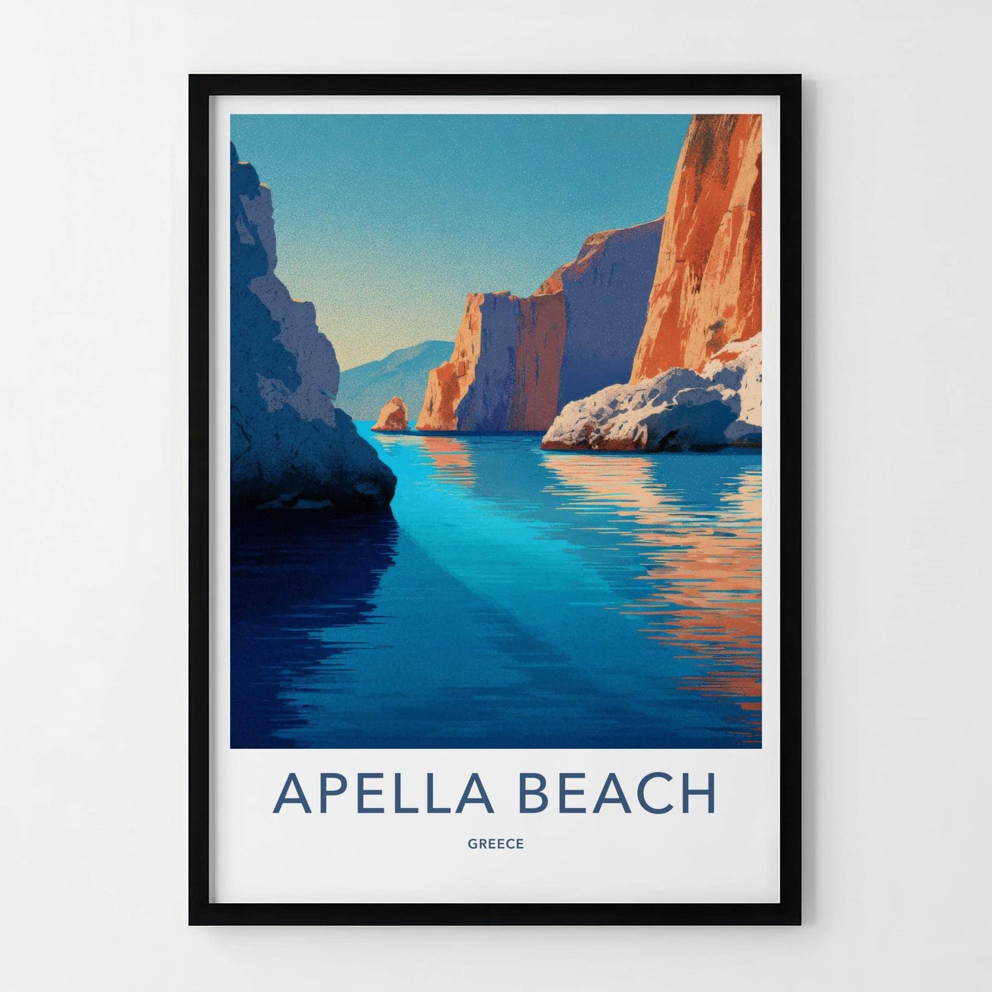 Apella Beach Poster - Greece Travel Art - Turquoise Water Cliffs Wall Decor