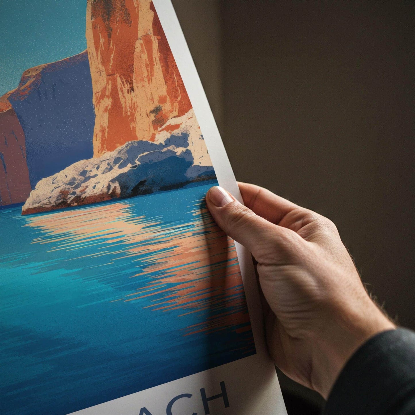 Apella Beach Poster - Greece Travel Art - Turquoise Water Cliffs Wall Decor