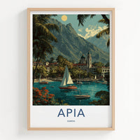 Apia Poster - Samoa Travel Art - Tropical Bay Boats Wall Decor
