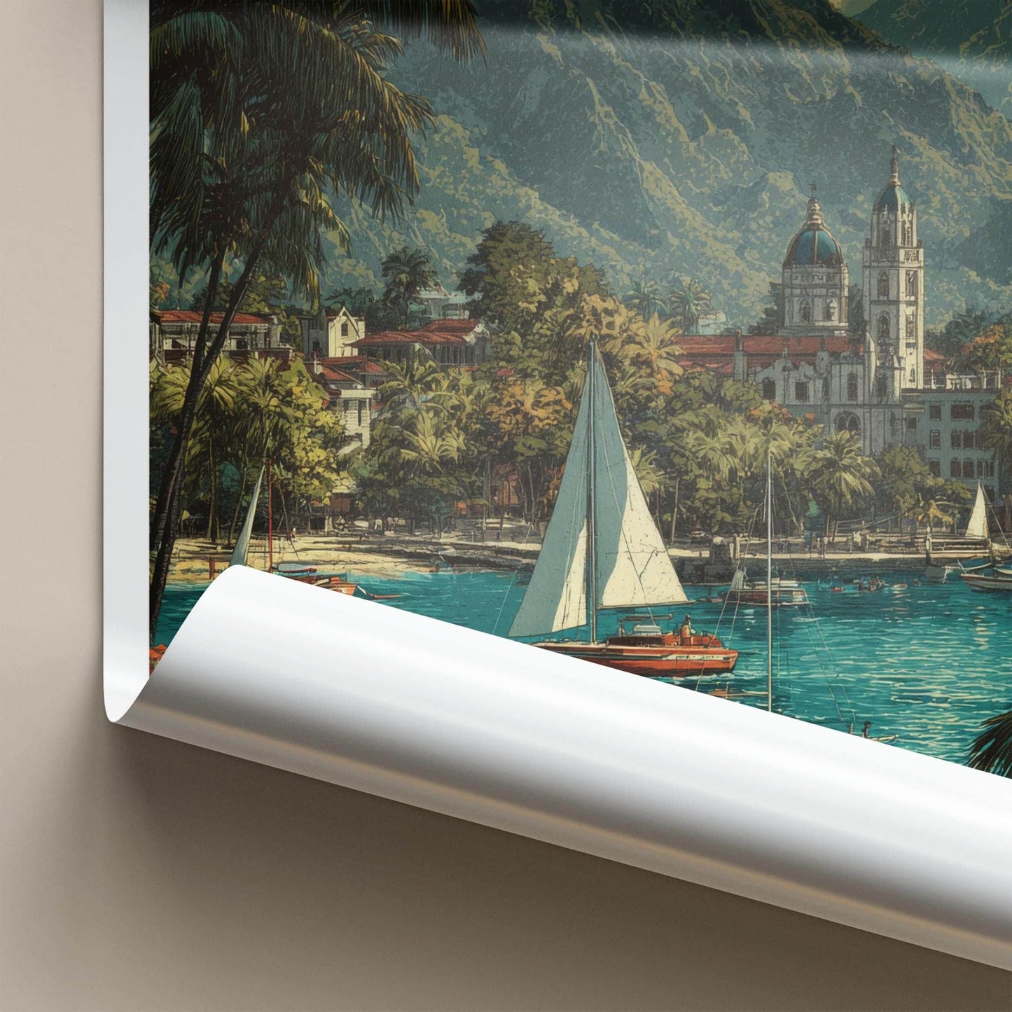 Apia Poster - Samoa Travel Art - Tropical Bay Boats Wall Decor