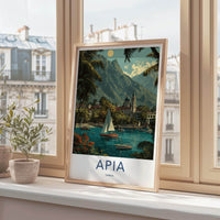 Apia Poster - Samoa Travel Art - Tropical Bay Boats Wall Decor