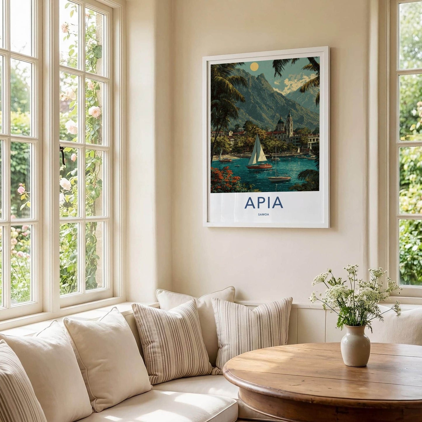 Apia Poster - Samoa Travel Art - Tropical Bay Boats Wall Decor