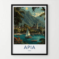 Apia Poster - Samoa Travel Art - Tropical Bay Boats Wall Decor