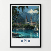 Apia Poster - Samoa Travel Art - Tropical Church Bay Home Decor