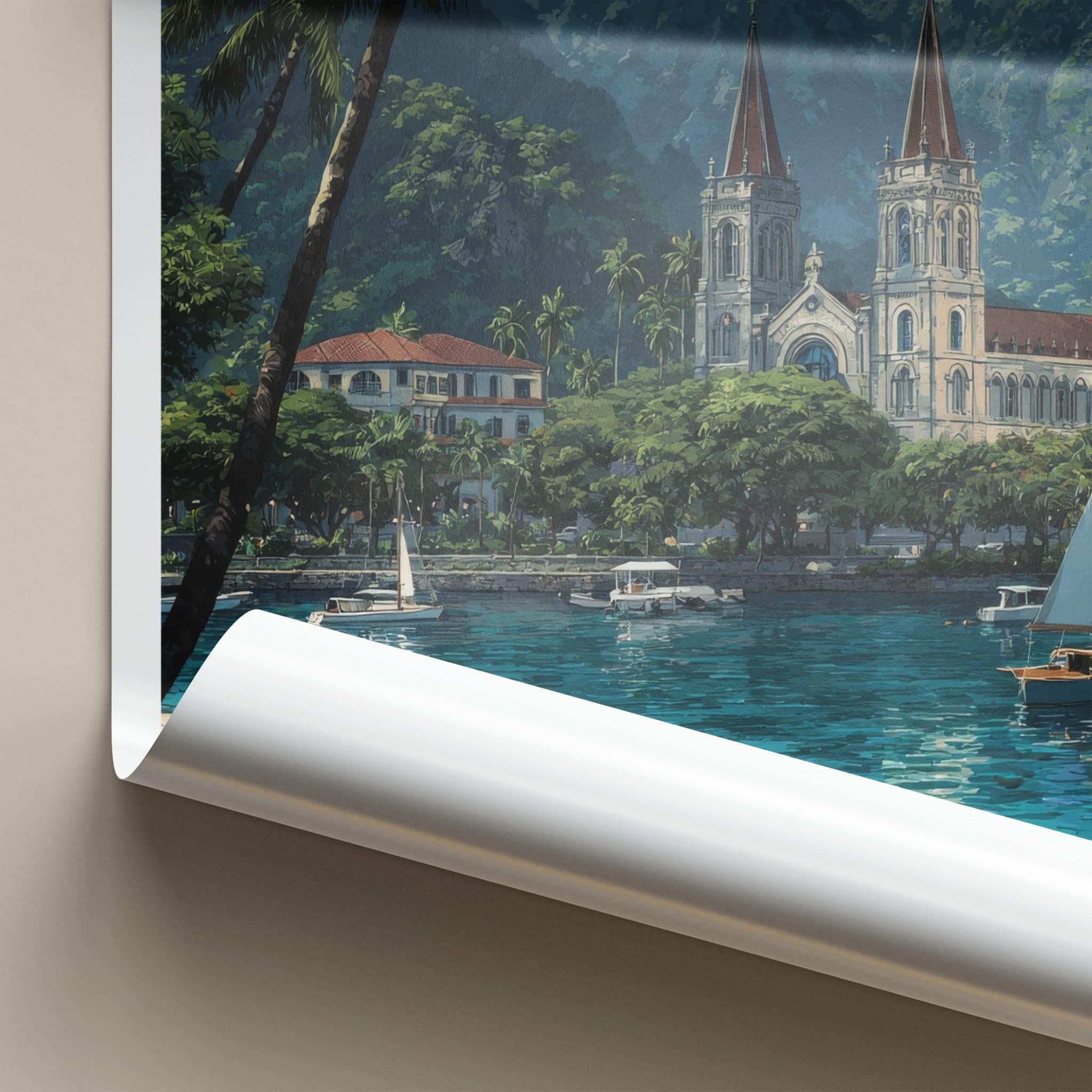 Apia Poster - Samoa Travel Art - Tropical Church Bay Home Decor