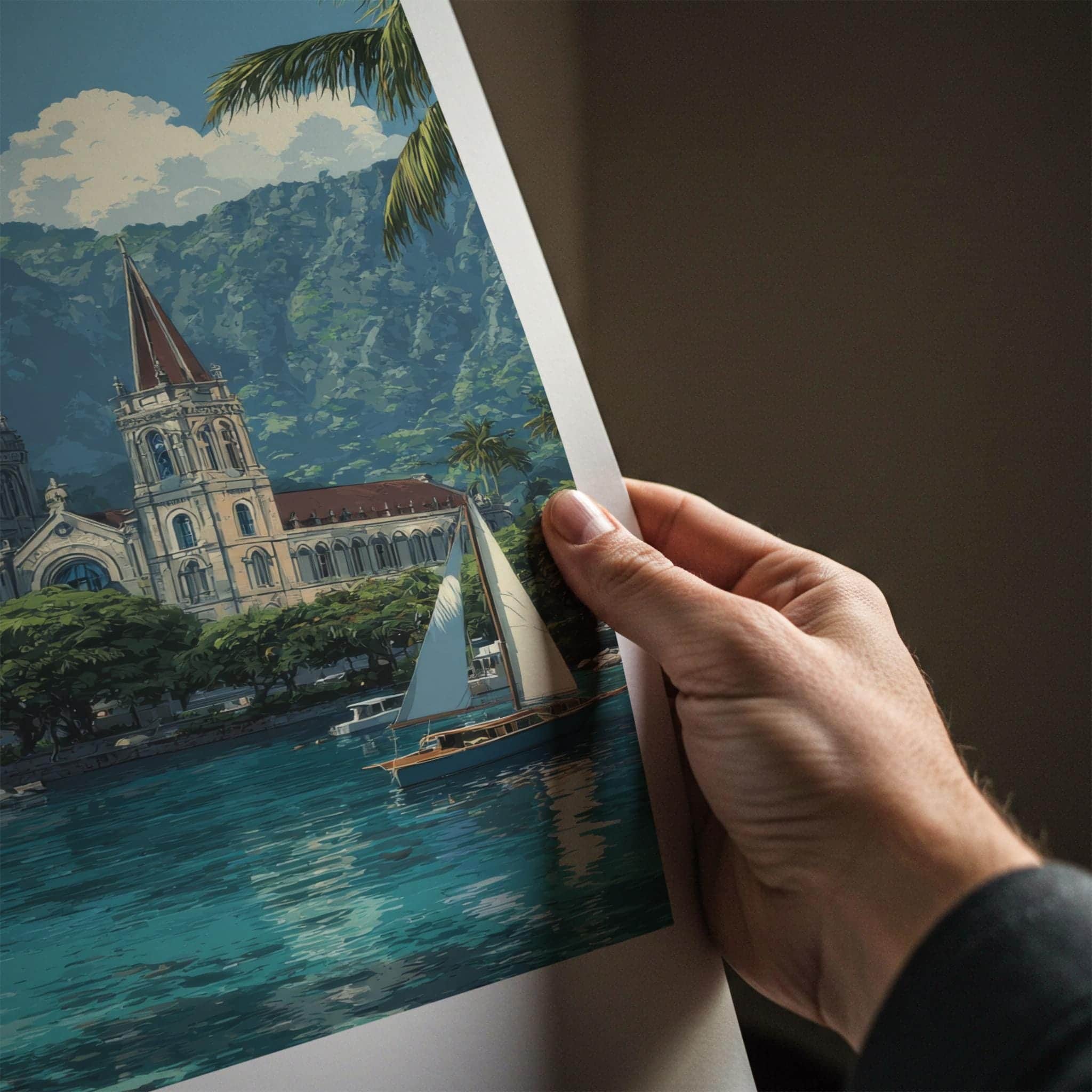 Apia Poster - Samoa Travel Art - Tropical Church Bay Home Decor