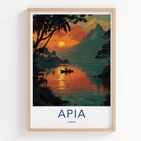 Apia Poster - Samoa Travel Art - Tropical Sunset Boat Home Decor