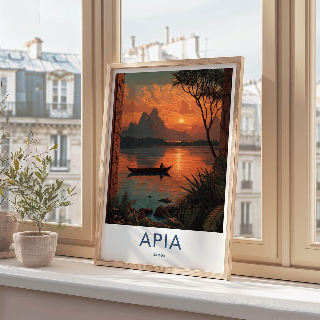 Apia Poster - Samoa Travel Print - Tropical Sunset Travel Decor