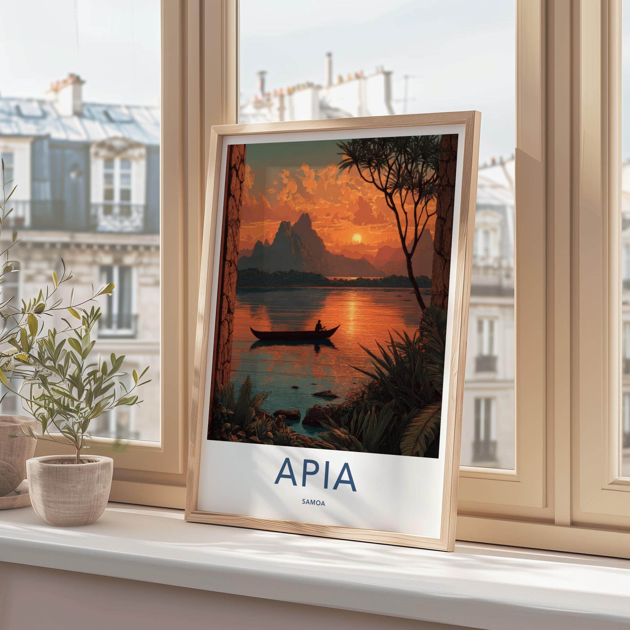 Apia Poster - Samoa Travel Print - Tropical Sunset Travel Decor