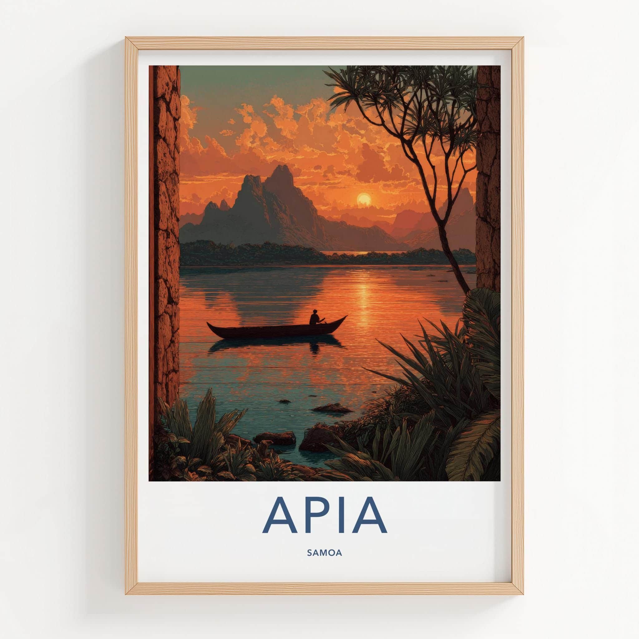 Apia Poster - Samoa Travel Print - Tropical Sunset Travel Decor