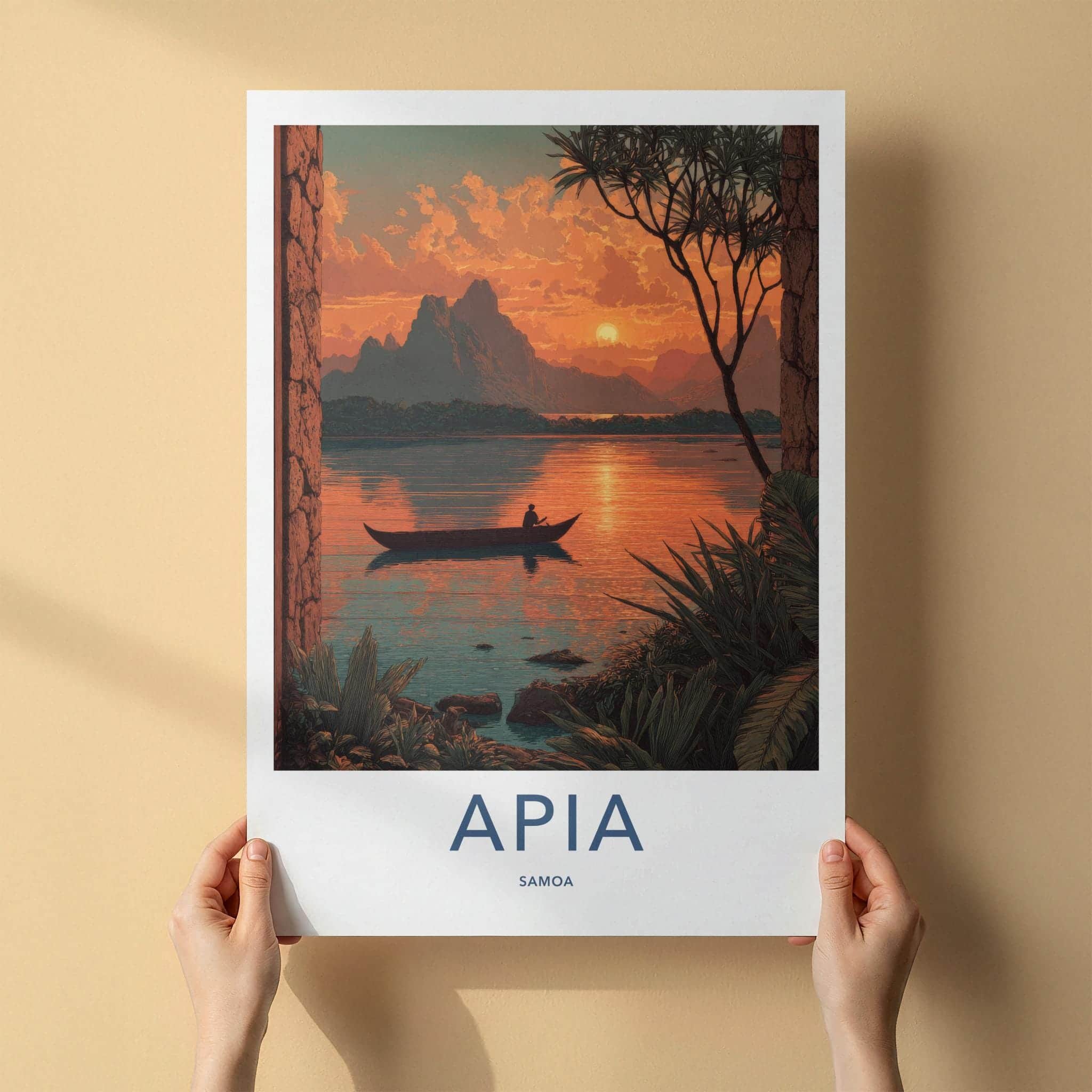 Apia Poster - Samoa Travel Print - Tropical Sunset Travel Decor