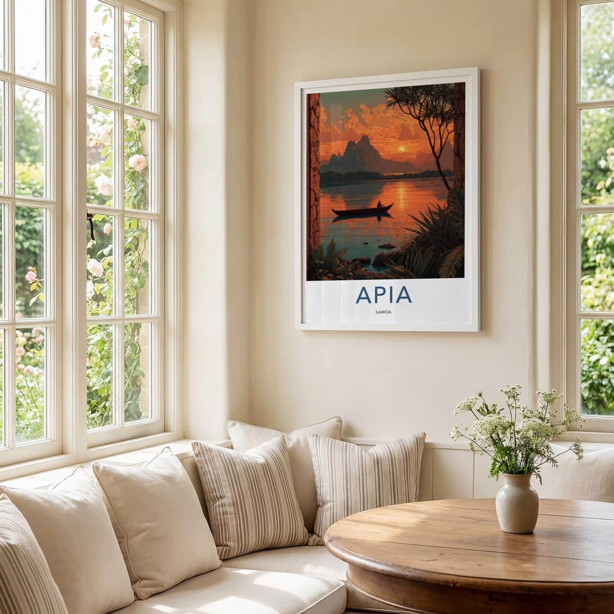 Apia Poster - Samoa Travel Print - Tropical Sunset Travel Decor