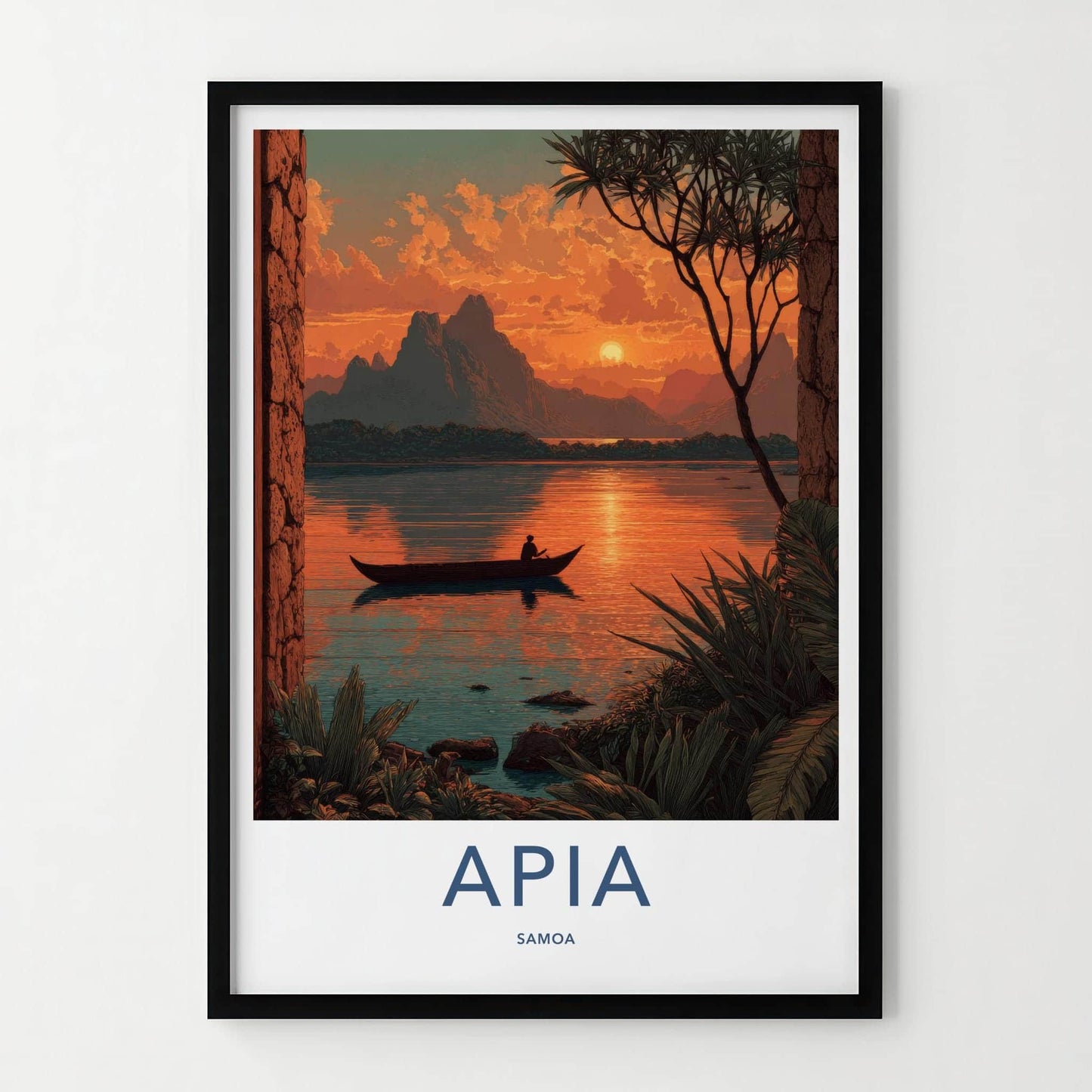 Apia Poster - Samoa Travel Print - Tropical Sunset Travel Decor