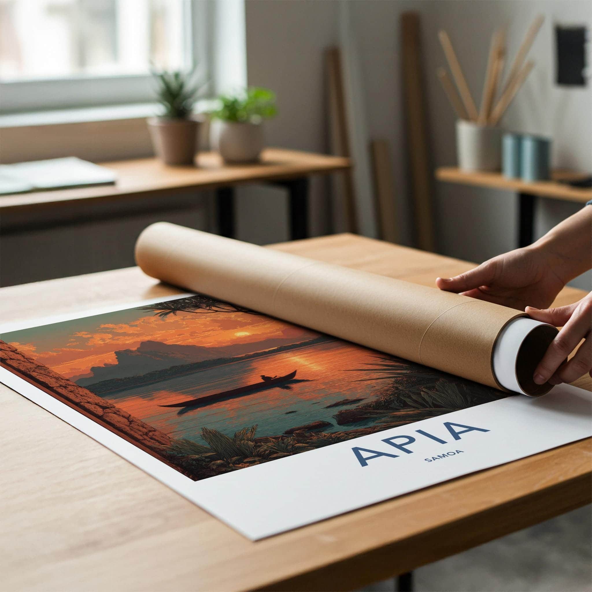 Apia Poster - Samoa Travel Print - Tropical Sunset Travel Decor