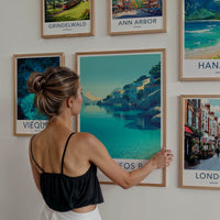 Apokryfos Bay Poster Greece Crystal Water Houses Framed Art