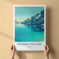 Apokryfos Bay Poster Greece Crystal Water Houses Framed Art