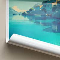 Apokryfos Bay Poster Greece Crystal Water Houses Framed Art