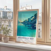 Apokryfos Bay Poster Greece Crystal Water Houses Framed Art