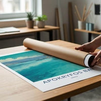 Apokryfos Bay Poster - Greece Travel Print - Clear Water Boats Wall Decor