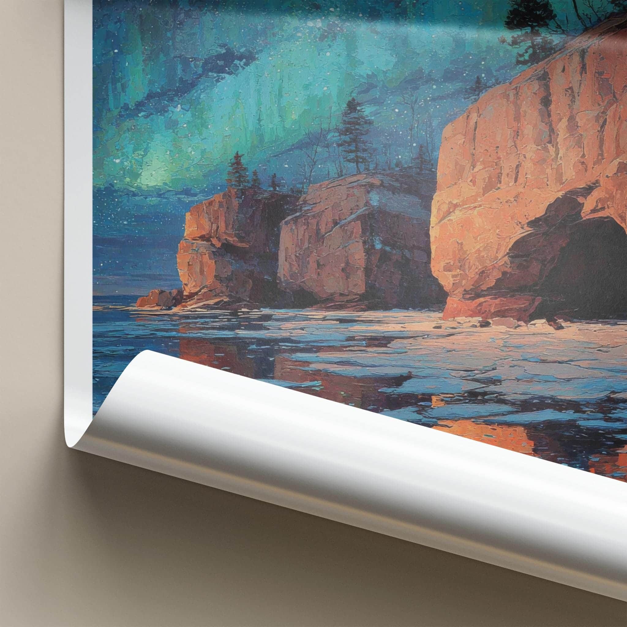 Apostle Islands Poster - Wisconsin Scenic Art - Northern Lights Cliffs Wall Decor