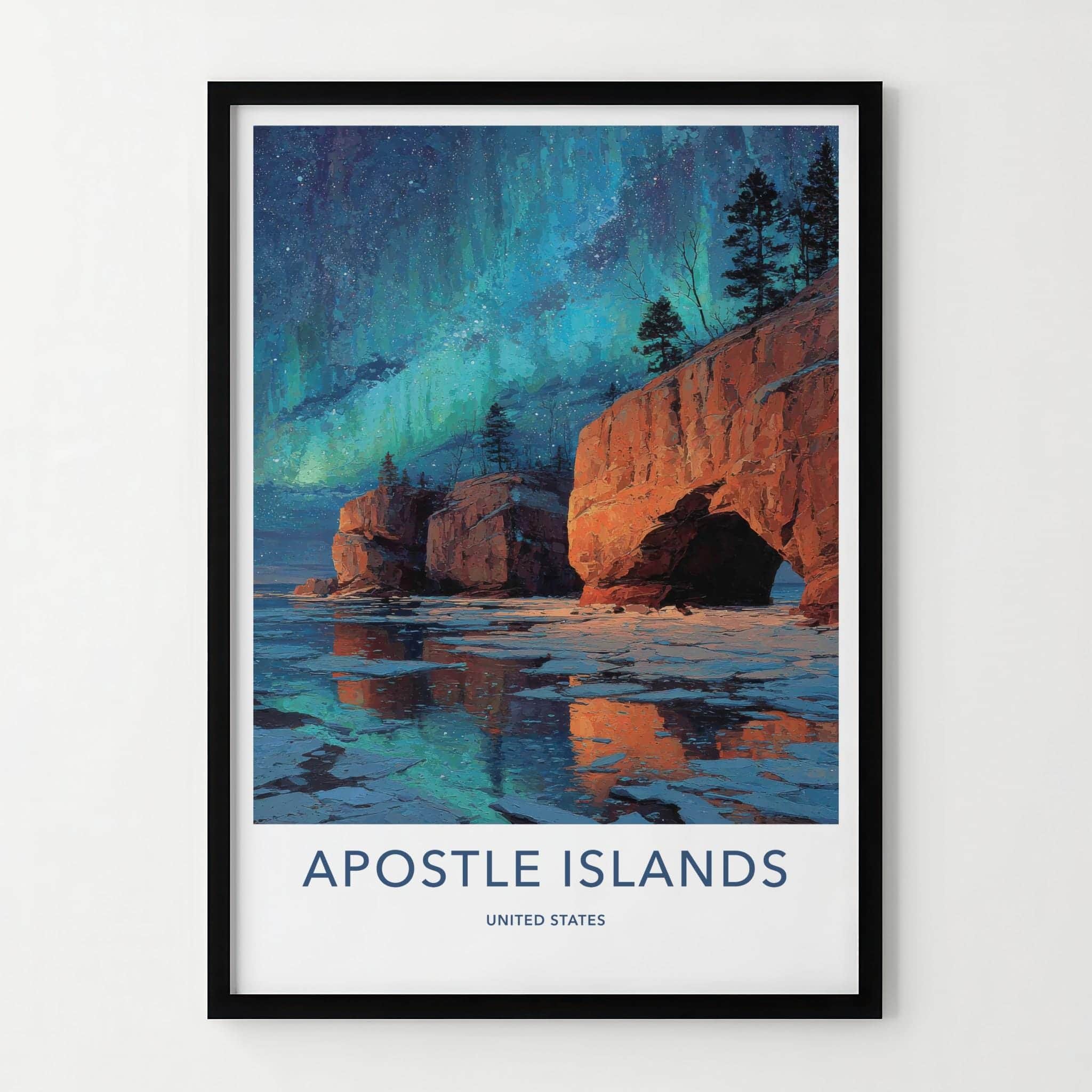 Apostle Islands Poster - Wisconsin Scenic Art - Northern Lights Cliffs Wall Decor