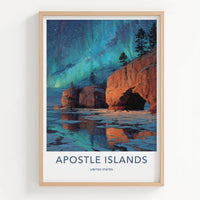 Apostle Islands Poster - Wisconsin Scenic Art - Northern Lights Cliffs Wall Decor