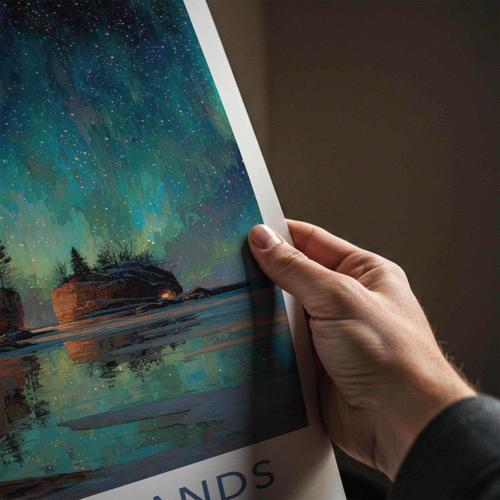 Apostle Islands Poster - Wisconsin Scenic Art - Starry Cave Reflect Wall Decor