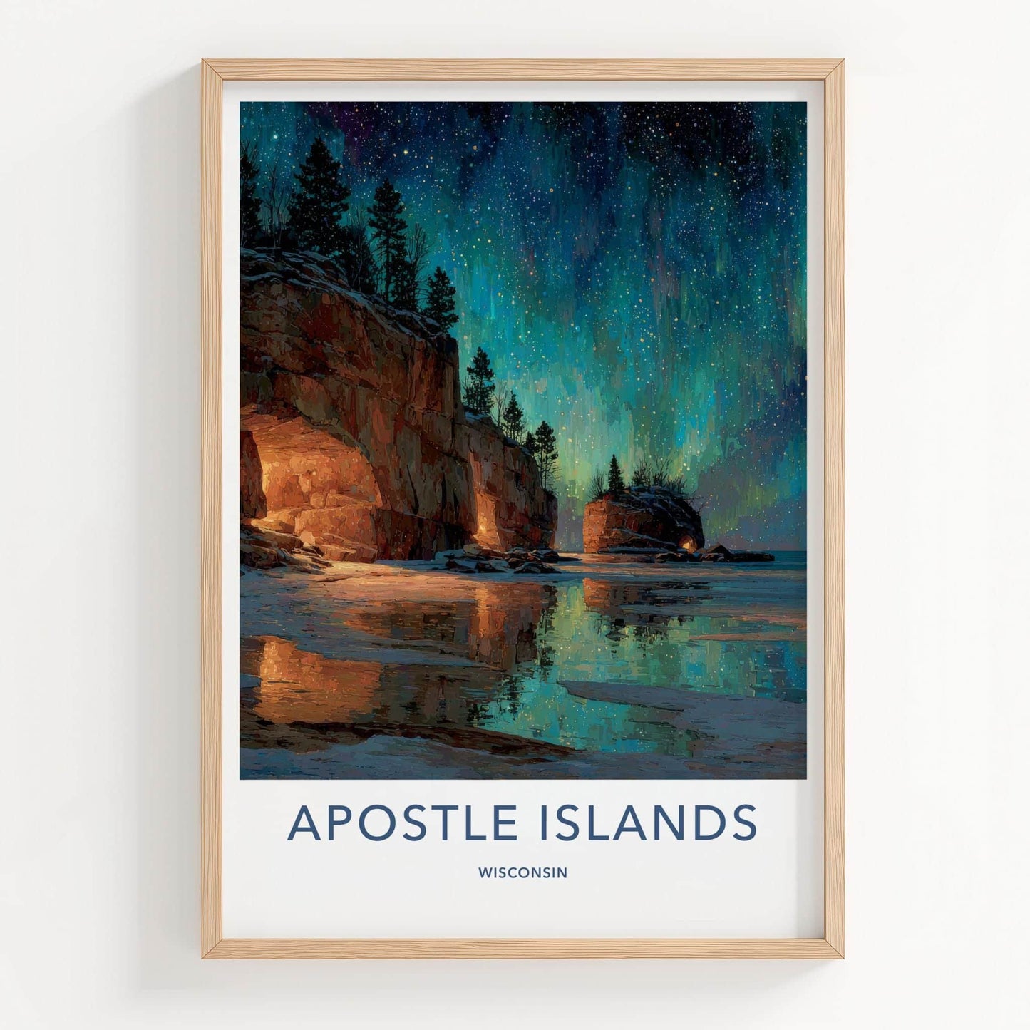 Apostle Islands Poster - Wisconsin Scenic Art - Starry Cave Reflect Wall Decor