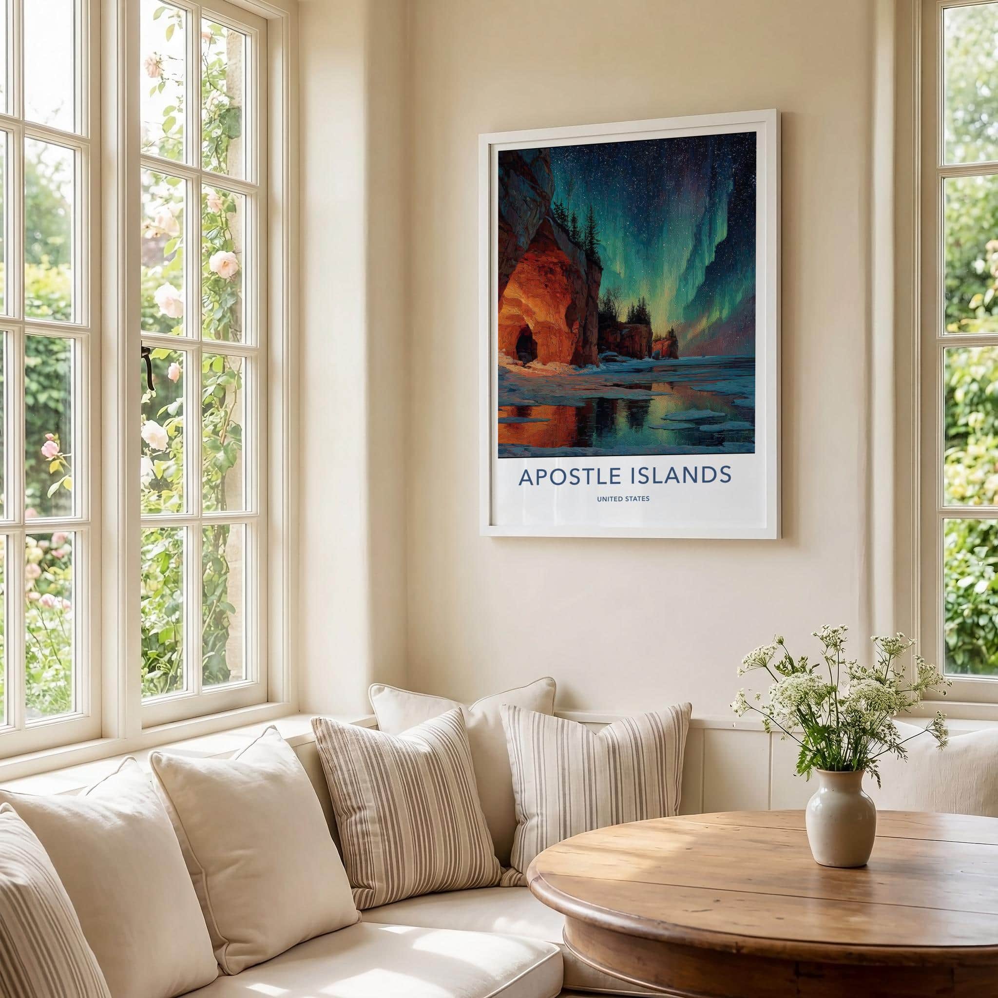Apostle Islands Poster - Wisconsin Travel Art - Aurora Ice Caves Wall Decor