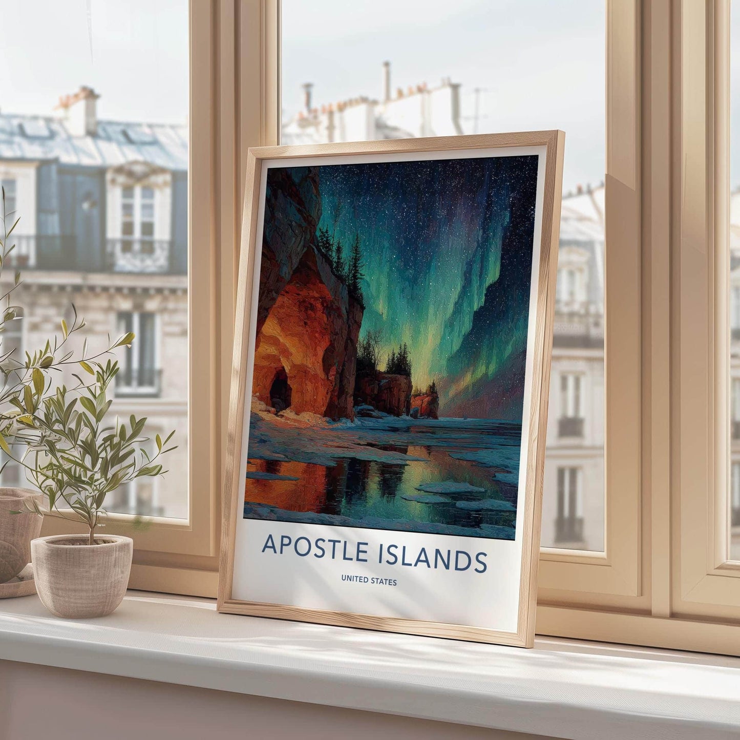 Apostle Islands Poster - Wisconsin Travel Art - Aurora Ice Caves Wall Decor